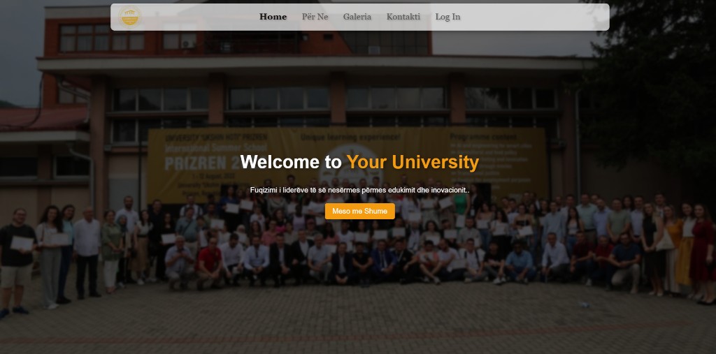 UPZ Front-End — university marketing landing page hero